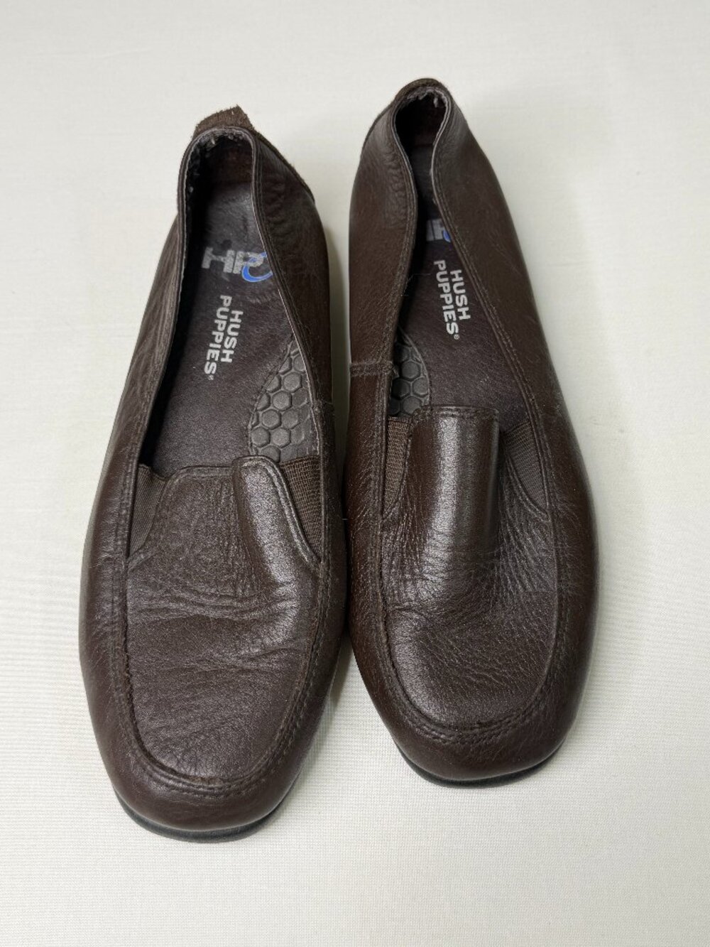 Hush Puppies H2O Brown Leather Slip On Loafers Comfort Shoes Women’s 6M